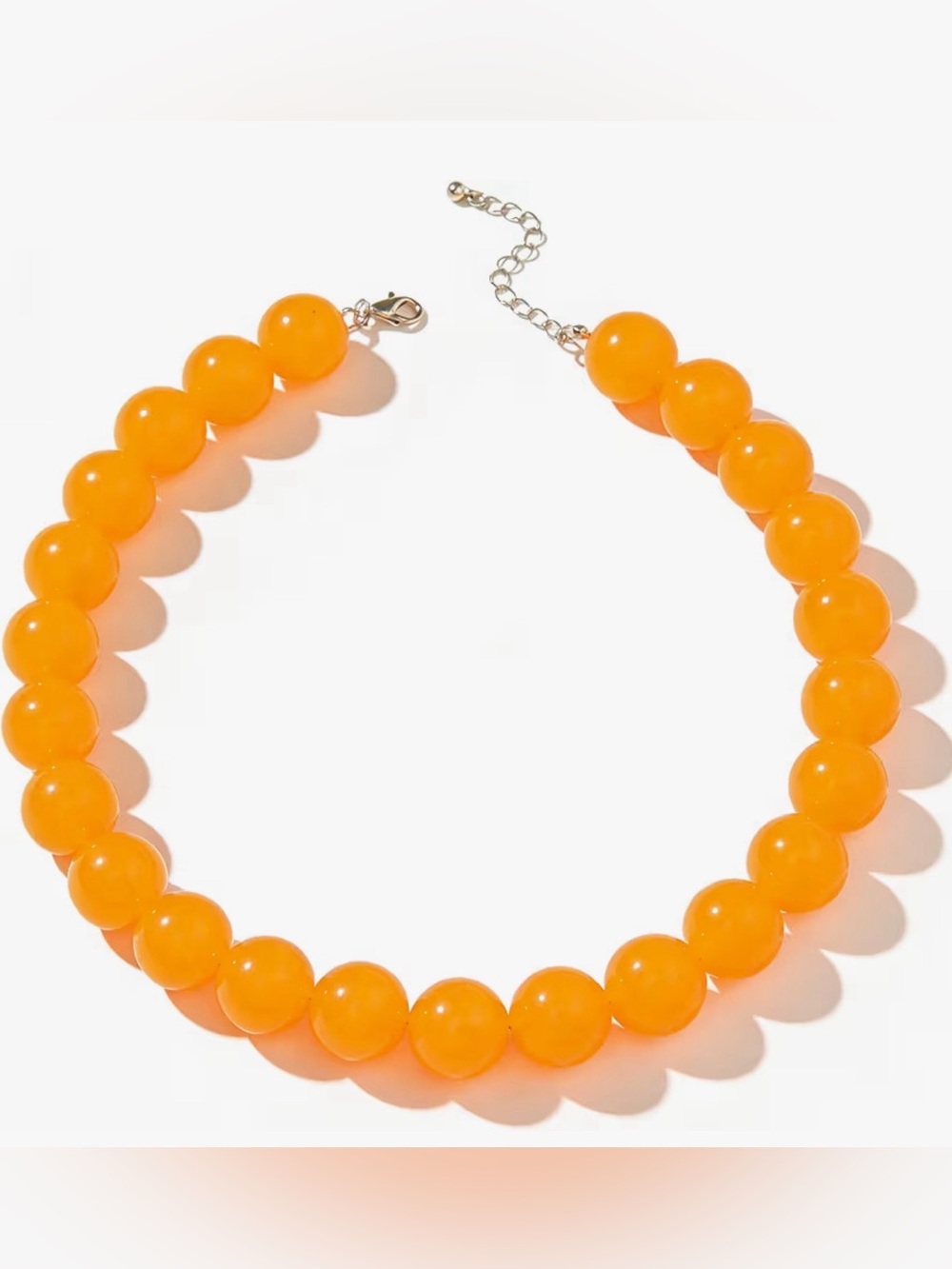 Orange Chunky Bead Necklace - Acrylic  Round Beaded Choker Statement Jewelry